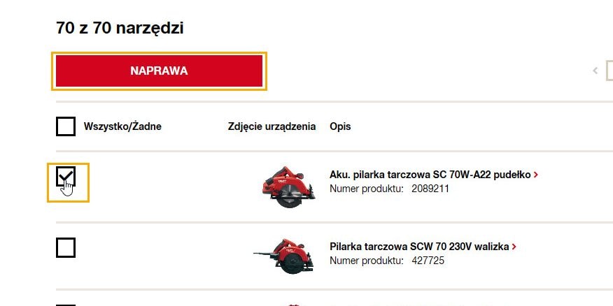 przycisk „Napraw”