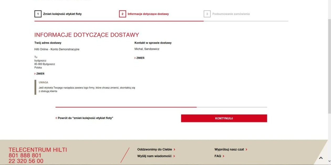 WPROWADŹ DANE DO DOSTAWY