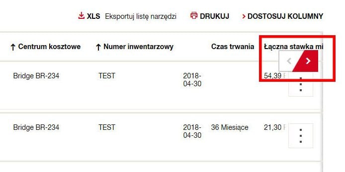 Proste dostosowanie zestawienia narzędzi za pomocą strzałek