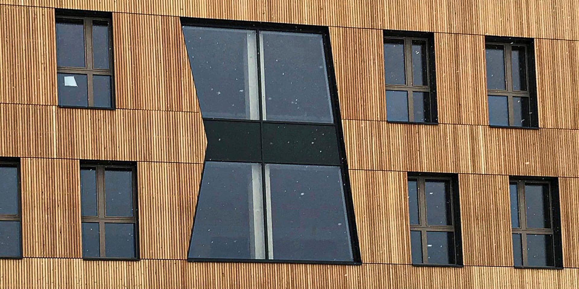 Fasada drewniana z oknami