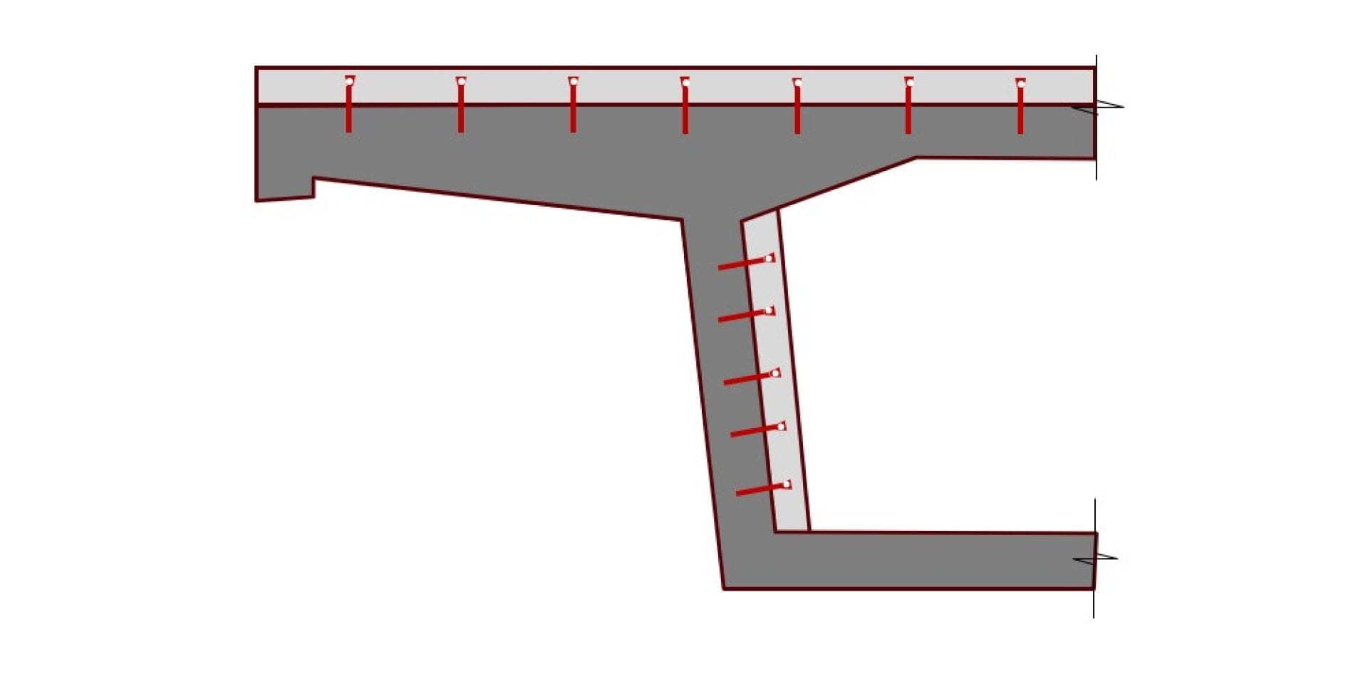 Schematyczny rysunek wzmocnienia konstrukcji nośnej mostu