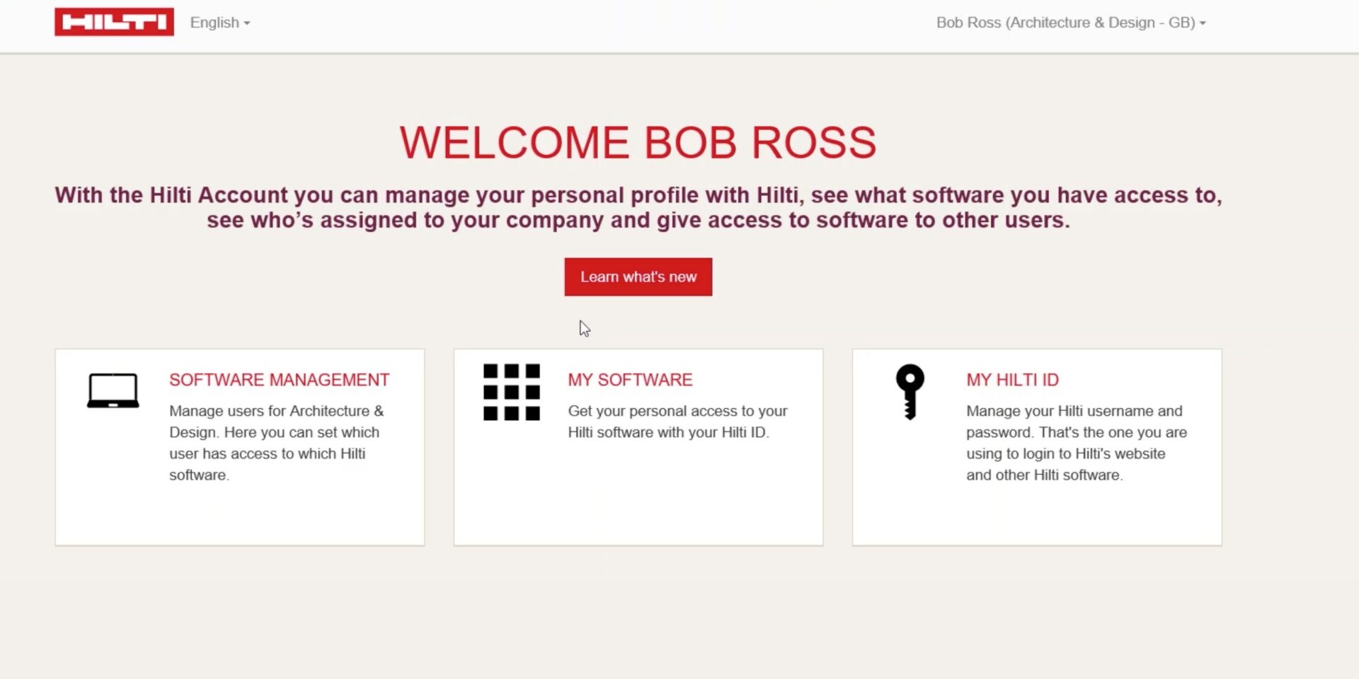 Screenshot of PROFIS Engineering account tool welcome screen