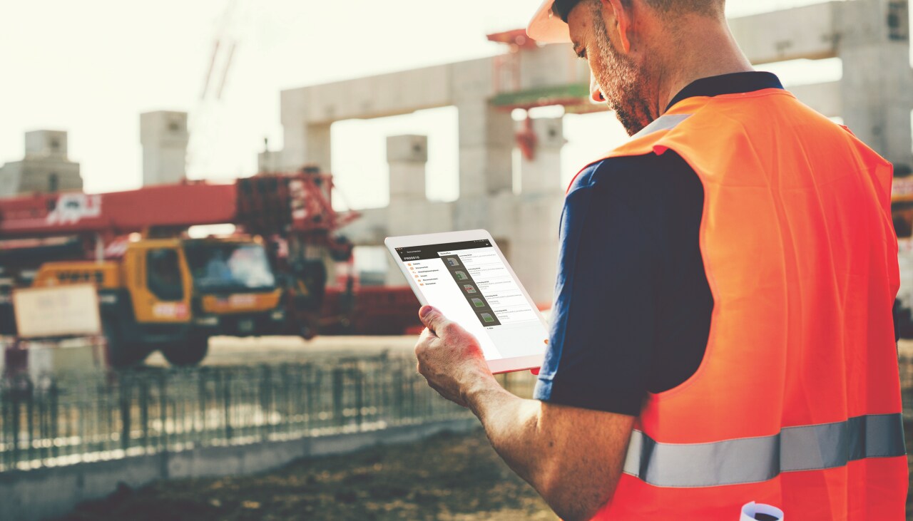 Site engineer on a construction site Site engineer at a construction site
