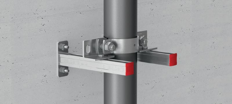 MFP-SA Adapter trzpienia punktu stałego Ocynkowany galwanicznie łącznik kątowy do punktów stałych, do zastosowań w pionach instalacyjnych Aplikacje 1