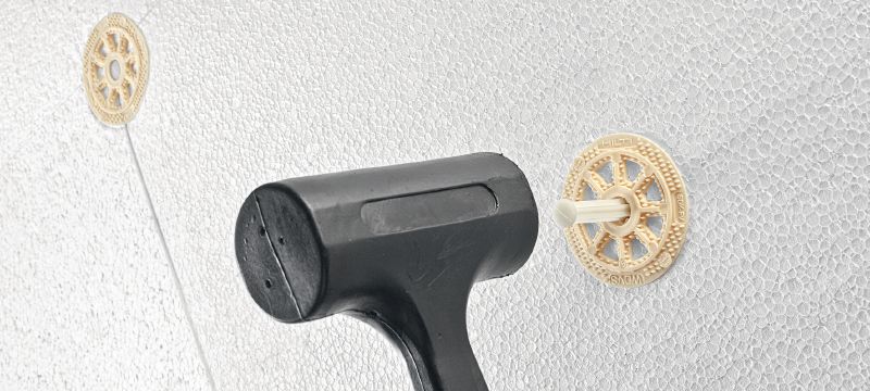 Element do mocowania materiałów izolacyjnych SDK-FV Ekonomiczna wbijana kotwa izolacyjna z aprobatą ETA, do mocowania do fasad w systemie ETICS Aplikacje 1