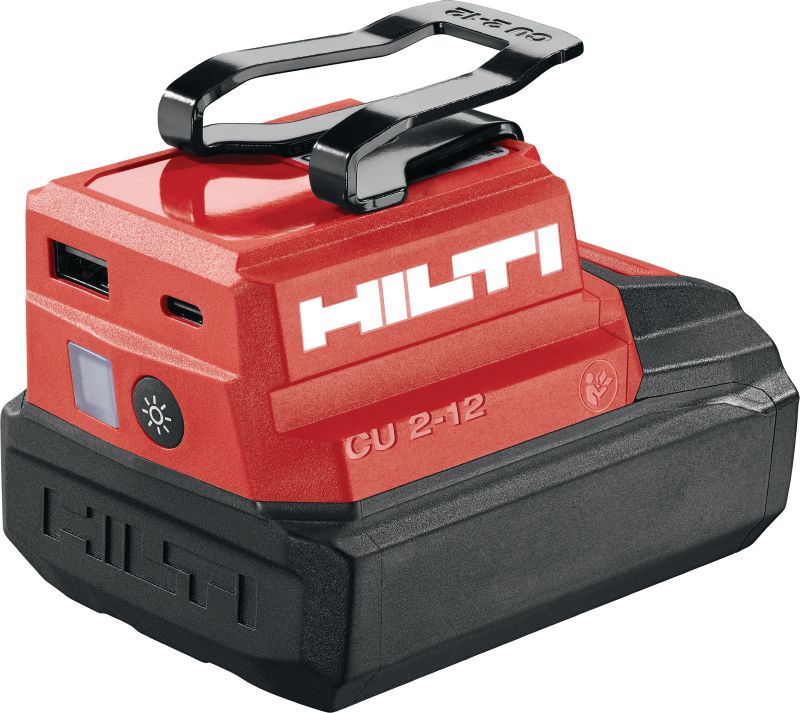 Adapter USB CU 2-12 do akumulatorów Hilti 12 V Adapter USB do akumulatorów Hilti 12 V, do ładowania tabletów, telefonów i innych urządzeń z portami USB-C lub USB-A
