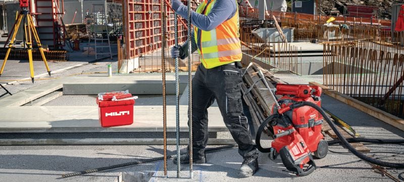 Kotwa wklejana HIT-HY 200-A V3 Iniekcyjna żywica hybrydowa o najwyższych parametrach wytrzymałościowych – szybko utwardzalna kotwa wklejana do wykonywania stalowych połączeń konstrukcyjnych i wklejania prętów zbrojeniowych w beton Aplikacje 1