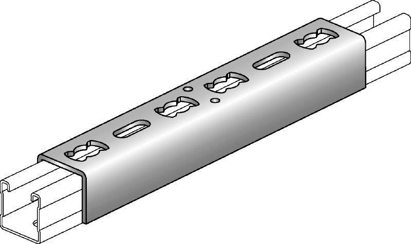 Łącznik szynowy prosty MQV Ocynkowany galwanicznie łącznik do szyn stosowany jako podłużne przedłużenie szyn montażowych MQ