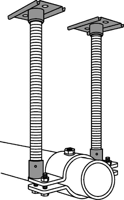 Punkt stały MFP 3a-F Ocynkowany ogniowo zestaw punktu stałego w celu zapewnienia elastyczności przy zastosowaniach z obciążeniem osiowym rurociągu maks. 6 kN