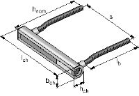 Szyna prętów zbrojeniowych HAC, górna część płyty szyny kotwiące o indywidualnych rozmiarach i długościach, do zastosowań w przedniej części płyty