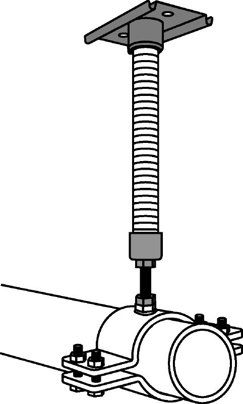 Punkt stały MFP 1a-F Ocynkowany ogniowo zestaw punktu stałego w celu zapewnienia elastyczności przy zastosowaniach z obciążeniem osiowym rurociągu maks. 3 kN