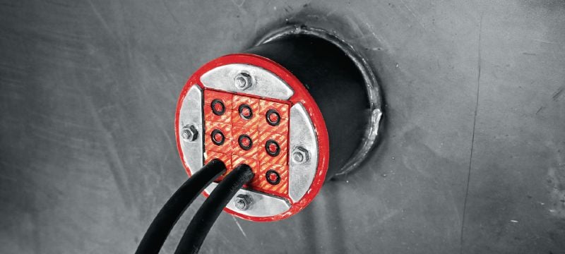 Tuleje uszczelniające CFS-T RR EMC Tuleja uszczelniająca zapewniająca kompatybilność elektromagnetyczną, do montażu modułów uszczelniających okrągłe przepusty dla kabli/rur Aplikacje 1