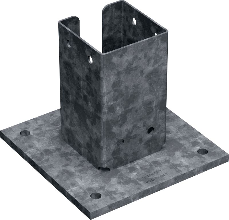 Stopa do dużych obciążeń MT-B-GL O4C OC Łącznik do kotwienia konstrukcji 3D, do dużych obciążeń, wykonanych z belek MT-90 do betonu, do stosowania w środowiskach zewnętrznych o małym lub umiarkowanym stopniu zanieczyszczeń (C3)