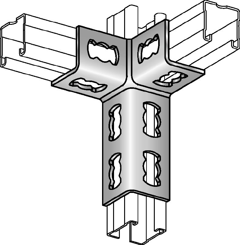 Łącznik do szyn MQV-3D-R Łącznik ze stali nierdzewnej (A4), do szyn do konstrukcji trójwymiarowych