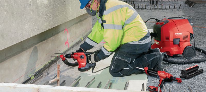 Metryczne wiertło rurowe TE-CD (SDS Plus) Najwytrzymalsze wiertło rurowe SDS Plus (TE-C) do praktycznie bezpyłowego wiercenia udarowego w betonie Aplikacje 1