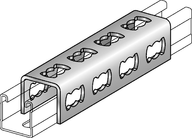 Łącznik kabłąkowy MQV-F Ocynkowany ogniowo łącznik do szyn elastycznych stosowany jako podłużne przedłużenie szyn montażowych MQ