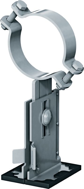 MP-PS 1-1 Podpora rury Podpora rury z powłoką do zastosowań na zewnątrz (OC), z możliwością regulacji wysokości i spadku, do ciężkich instalacji przemysłowych z rurami o średnicach zewnętrznych 21–173 mm (1/2 do 6)