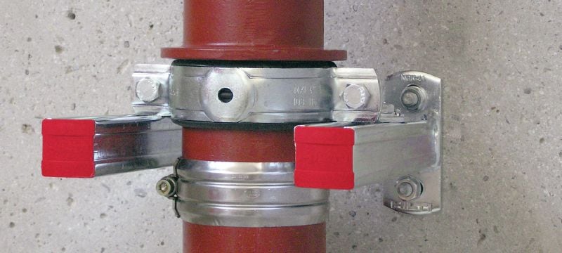 Łącznik kątowy MW-MX Ocynkowane kątowniki do usztywniania przy podpieraniu obejm do rur w pionach instalacyjnych Aplikacje 1