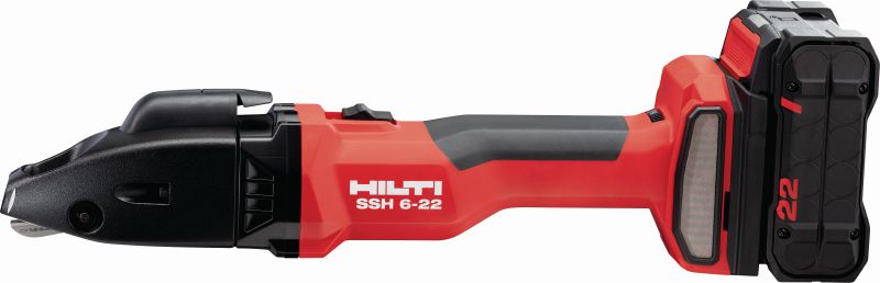 Akumulatorowe nożyce szczelinowe SSH 6-22 Akumulatorowe nożyce szczelinowe do szybkiego cięcia blach i profili do 2,5 mm │12 ga – z dołączonymi ostrzami Hilti SSH CS (platforma akumulatorowa Nuron)