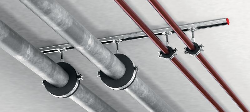 MRP-RPC Obejma do rur chłodniczych, z szybkim mechanizmem zamykającym Ocynkowana galwanicznie obejma do rur zapewniająca wysoką produktywność podczas montażu instalacji chłodniczych i wody zimnej, z izolacją o grubości od 19 mm Aplikacje 1