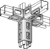 Łącznik kątowy MQV-4/3 D Ocynkowany galwanicznie łącznik do szyn do konstrukcji trójwymiarowych