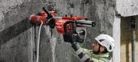 Akumulatorowa wiertnica diamentowa DD 150-U-22 Akumulatorowa wiertnica diamentowa, do wiercenia z ręki lub ze statywu, do otworów o średnicy od 52 do 162 mm (2 – 6-3/8) w betonie lub do 252 mm (10) w murze (akumulator Nuron) Aplikacje 2