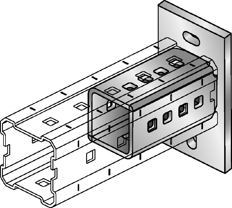 Stopa DIN 9021 M16 ocynkowana Płyta podstawy ocynkowana ogniowo, do mocowania belek MI-90 do betonu przy użyciu dwóch kotew