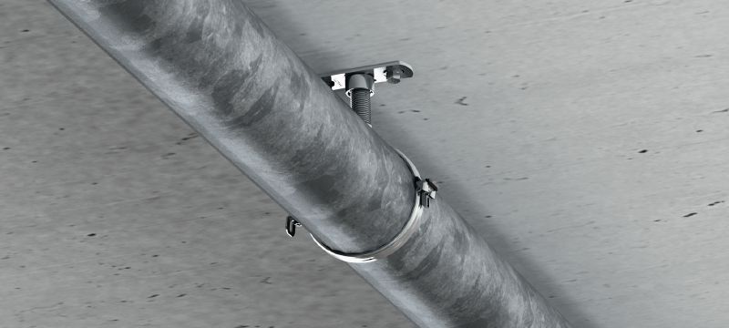 MP-U Obejma do rur z szybkim mechanizmem zamykającym Ocynkowana galwanicznie obejma do rur z szybkim mechanizmem zamykającym, zapewniająca wysoką produktywność w zastosowaniach ze średnimi obciążeniami (bez wkładki stabilizacyjnej) Aplikacje 1