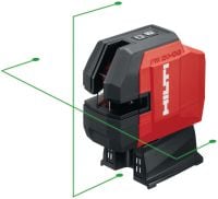 Precyzyjny pion i laser liniowy krzyżowy PM 20-CGE Precyzyjny laser kombi z zieloną wiązką, z 2 liniami i 4 punktami do ustawiania w pionie, poziomowania, wyrównywania i ustawiania pod kątem prostym