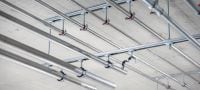 MP-L-I Obejma do rur, z szybkim mechanizmem zamykającym, do zastosowań lekkich Ocynkowana galwanicznie obejma do rur, z izolacją akustyczną i szybkim mechanizmem zamykającym, zapewniająca wysoką produktywność, do zastosowań lekkich Aplikacje 1
