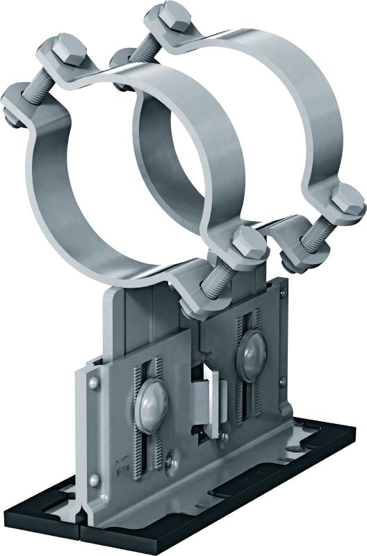 MP-PS 2-2 Podpora rury Podpora rury z powłoką do zastosowań na zewnątrz (OC), z możliwością regulacji wysokości i spadku, do ciężkich instalacji przemysłowych z rurami o średnicach zewnętrznych 21–328 mm (1/2 do 12)