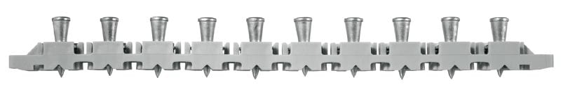 Elementy mocujące X-ENP MXR do metalowych poszyć (magazynkowane) Magazynkowane gwoździe do mocowania metalowych poszyć do konstrukcji stalowych przy użyciu osadzaków DX do pracy w pozycji stojącej