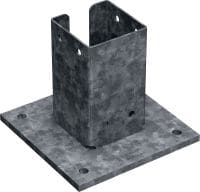 Stopa do dużych obciążeń MT-B-GL O4C OC Łącznik do kotwienia konstrukcji 3D, do dużych obciążeń, wykonanych z belek MT-90 do betonu, do stosowania w środowiskach zewnętrznych o małym lub umiarkowanym stopniu zanieczyszczeń (C3)
