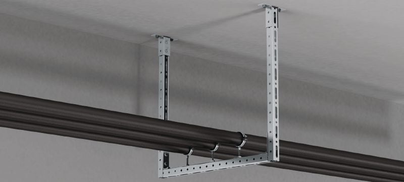 Wstępnie zmontowana lekka płyta podstawy MT-B-T FL Łącznik z wstępnie zamontowaną nakrętką i śrubą zamka Fast-Lock, do kotwienia lekkich konstrukcji z szyn montażowych do betonu lub stali Aplikacje 1