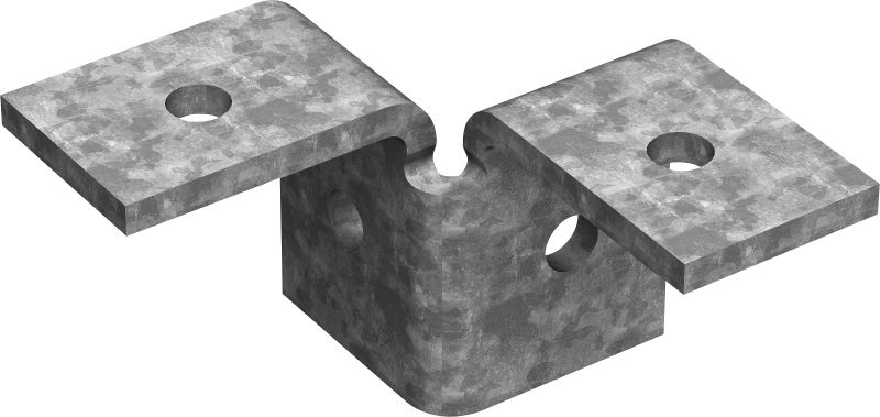 Łącznik MT-C-T 3D/2 OC Łącznik z dwoma skrzydełkami, do łączenia trzech szyn montażowych w konstrukcję 3D, do stosowania na zewnątrz, przy małym stężeniu zanieczyszczeń