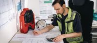 Wentylator akumulatorowy KCF 4-22 Wydajny wentylator zapewniający całodzienną pracę na akumulatorze, z obrotową głowicą oraz hakami do zawieszania, do chłodzenia i wentylowania miejsc pracy (platforma akumulatorowa Nuron) Aplikacje 1