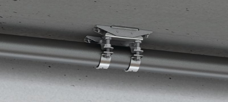 MFP-CLD-I Kompaktowy punkt stały Ocynkowany galwanicznie punkt stały kompaktowy z izolacją akustyczną, do zastosowań lekkich/średnich, maks. 8 kN Aplikacje 1